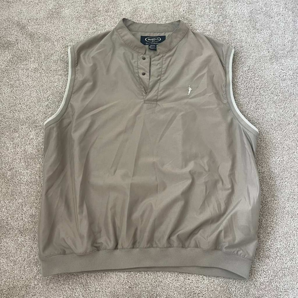 Austin Golf Tour Collection Mens XL Tan Wind Vest Pullover Snap Neck Pockets